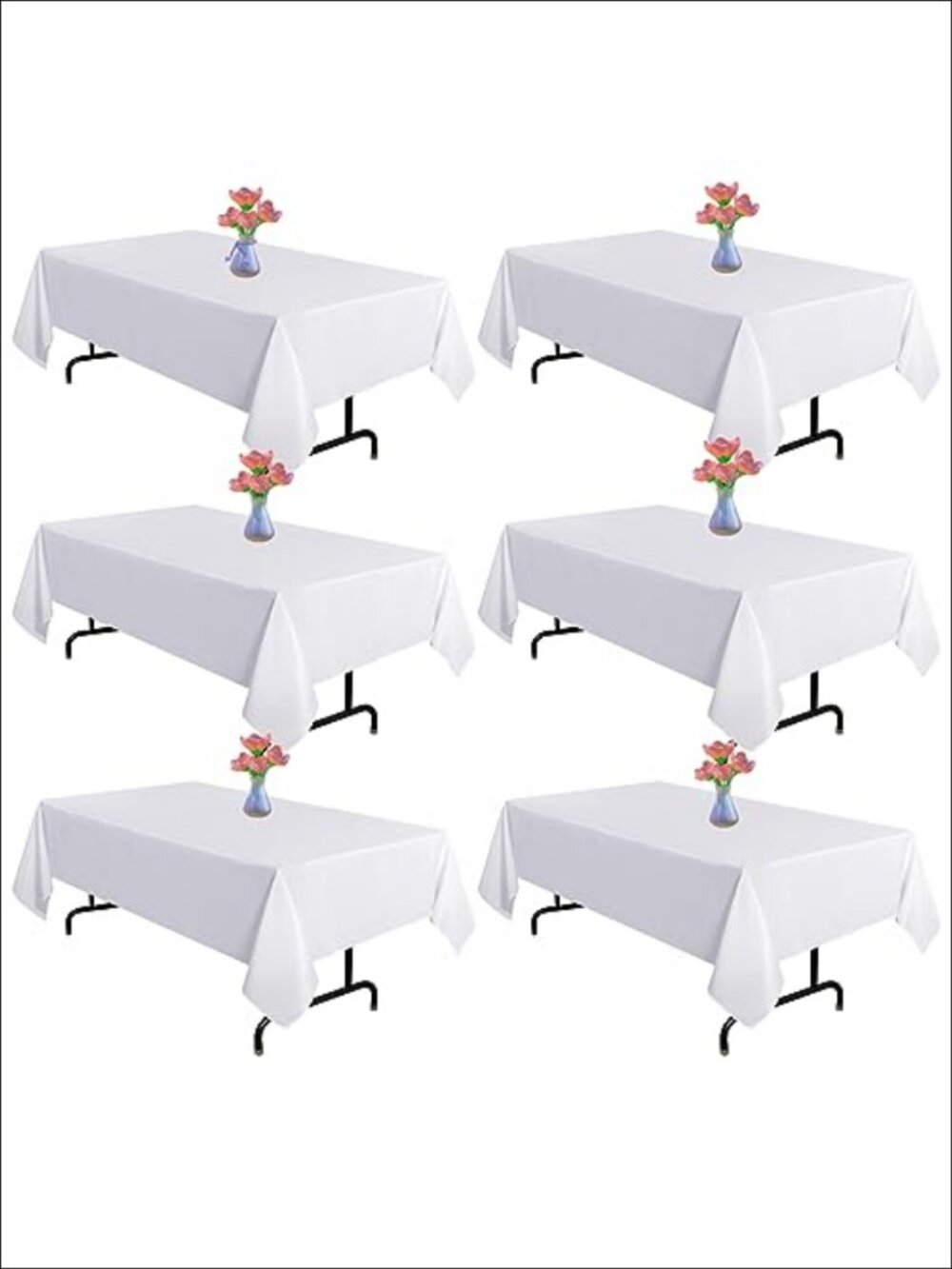 6 Pack Table Cloth Rectangle 60x102 Inch Polyester Washable Tablecloth for 6ft